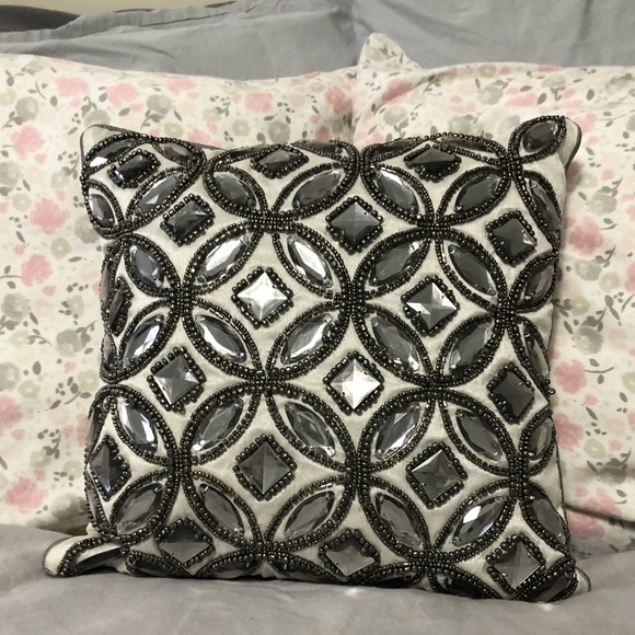 n/a Other - Decorative Accent Pillow With Large Gems Sewn in